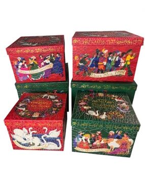 Vintage Barrington Studios Twelve Days of Christmas Nesting Boxes Holiday 6 Set